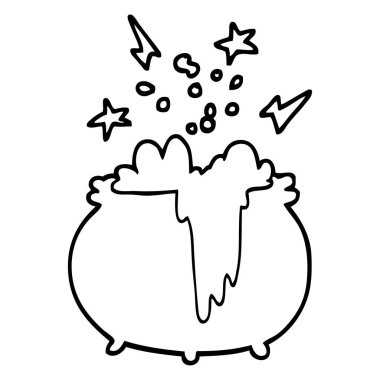 siyah beyaz çizgi film witchs kazan