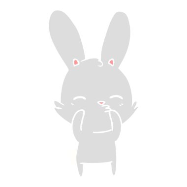 meraklı tavşan düz renk stil çizgi film