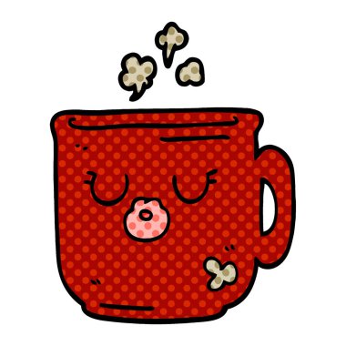 çizgi film doodle sıcak kahve kupa