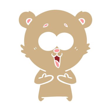 oyuncak ayı düz renk stil çizgi film gülüyor