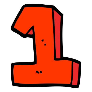 elle çizilmiş doodle tarzı çizgi film bir numara