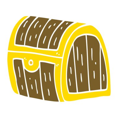 düz renk tarzı çizgi film hazine sandığı