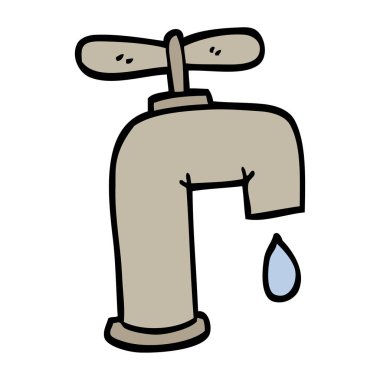 çizilmiş doodle tarzı çizgi film damlayan musluk el