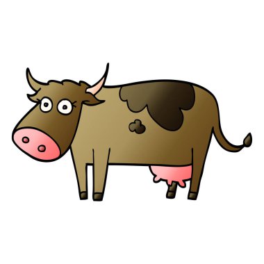 çizgi film doodle çiftlik inek