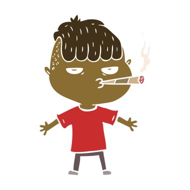 düz renk tarzı çizgi film adam sigara