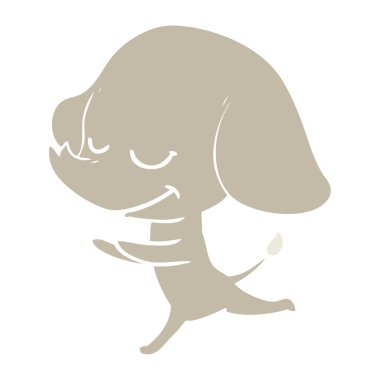 düz renk stil çizgi film fil çalışan gülümseyen