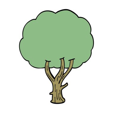 çizgi film doodle çiçek açan ağaç