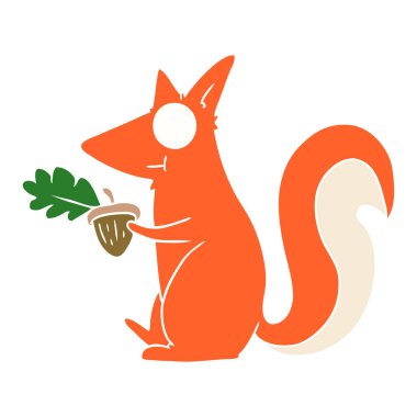 düz renk tarzı çizgi film Sincap meşe palamudu ile