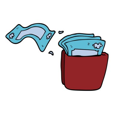 çizgi film doodle cüzdanı para dolu