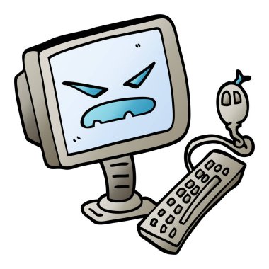 vektör degrade illüstrasyon karikatür kötü bilgisayar