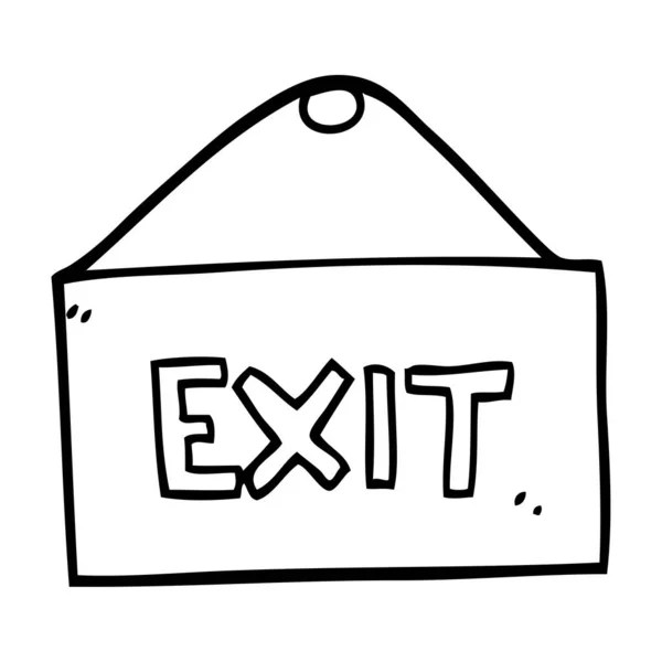 Line Drawing Cartoon Exit Sign — Stock Vector