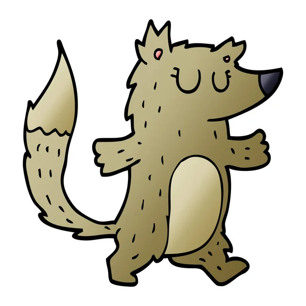 Cartoon Doodle Wolf Witte Achtergrond — Stockvector