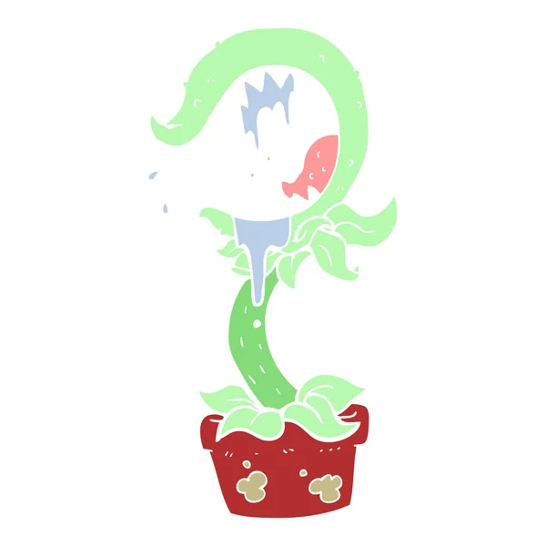 Flachfarbige Illustration Der Fleischfressenden Pflanze — Stockvektor