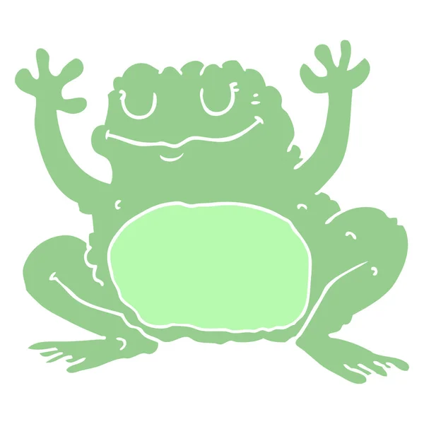 Flat Color Style Cartoon Frog — Stock Vector