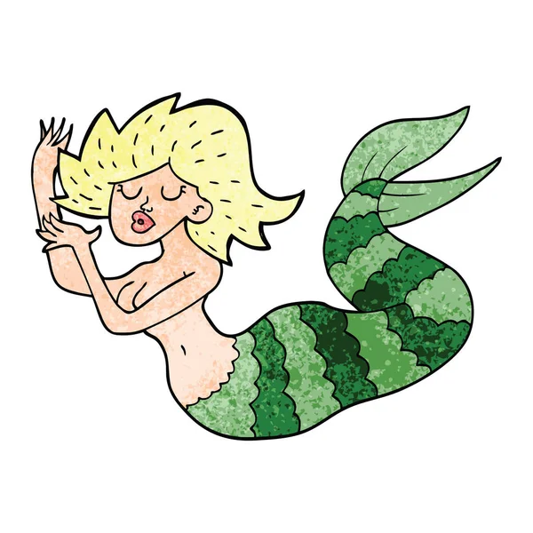 Desenho Animado Doodle Mulher Sereia — Vetor de Stock