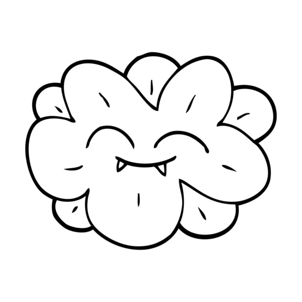 Gambar Garis Bunga Kartun Dengan Taring - Stok Vektor