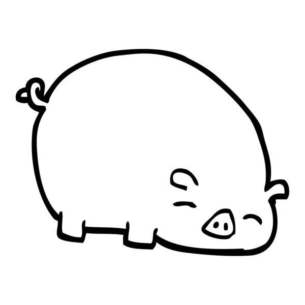 Black White Cartoon Pig — Stock Vector