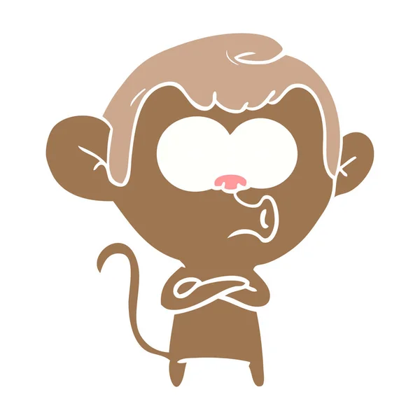 Επίπεδη Χρώμα Στυλ Καρτούν Hooting Μαϊμού — Διανυσματικό Αρχείο