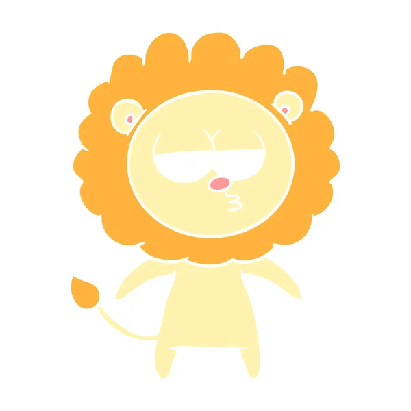 Επίπεδη Χρώμα Στυλ Καρτούν Βαρεθεί Λιοντάρι — Διανυσματικό Αρχείο