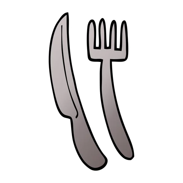 Cartoon Doodle Knife Fork — Stock Vector