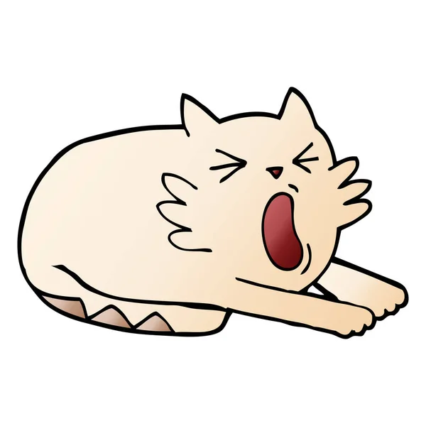 Vector Gradient Illustration Cartoon Yawning Cat — Stock Vector