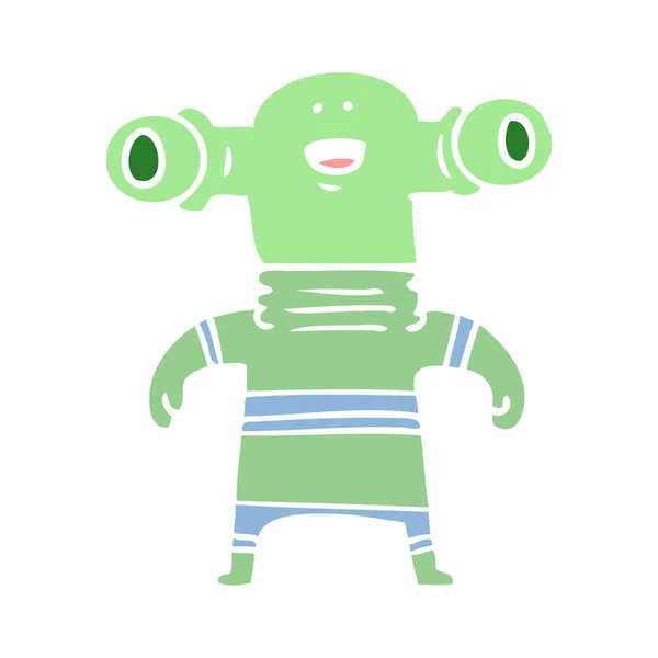 Friendly Flat Color Style Cartoon Alien — Stock Vector