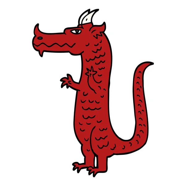 Cartoon Doodle Dragon Vektorillustration — Stock vektor