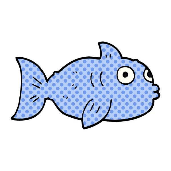 Kreslený Doodle Ryba Bílém Pozadí — Stockový vektor