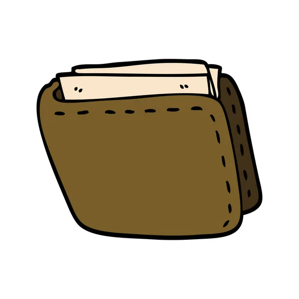 Caricatura Garabato Cartera Cuero Viejo — Vector de stock