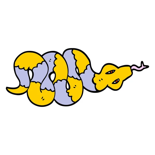 Mano Disegnato Doodle Stile Cartone Animato Serpente Velenoso — Vettoriale Stock