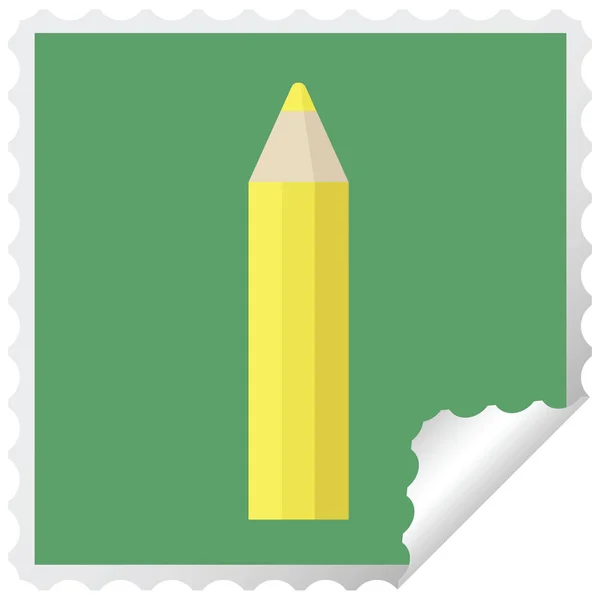 Geel Kleuren Potlood Grafische Vierkante Sticker Stempel — Stockvector