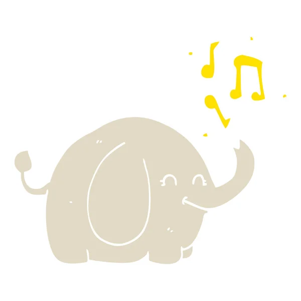 Plat Couleur Style Dessin Animé Trompette Éléphant — Image vectorielle