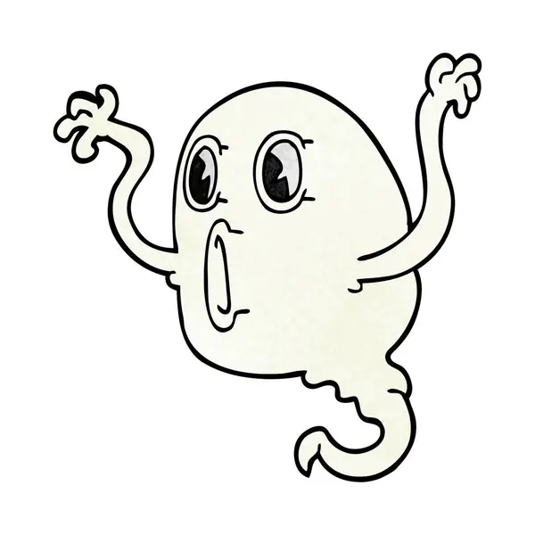 Spooky Tecknad Doodle Ghost — Stock vektor