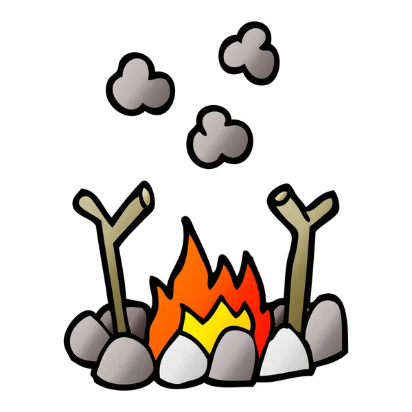 Desenho Animado Doodle Acampamento Fogo —  Vetores de Stock