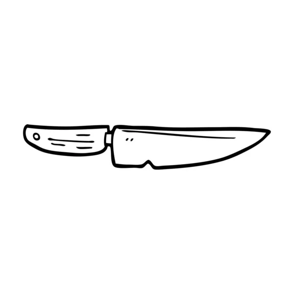 Línea Dibujo Dibujos Animados Cuchillo Chef — Vector de stock