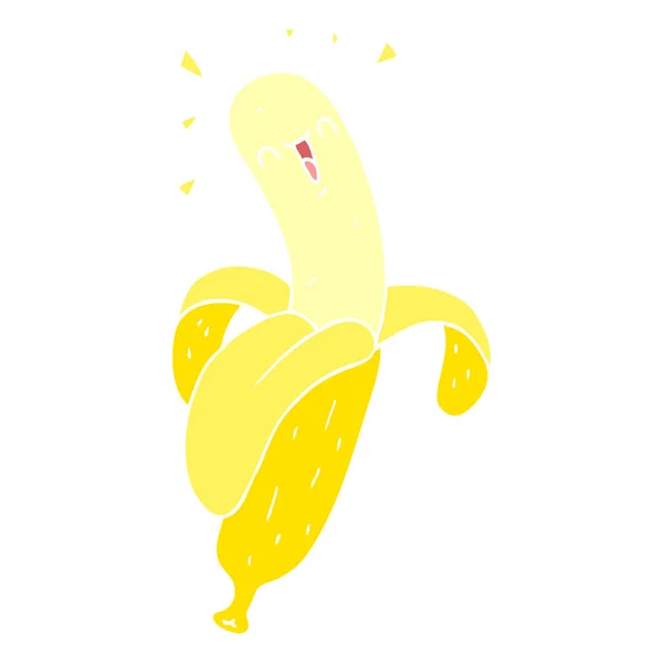 Plátano Dibujos Animados Color Plano Estilo — Vector de stock