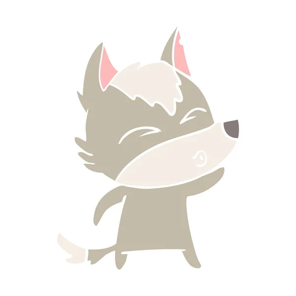 Flache Farbe Stil Cartoon Wolf Pfeifen — Stockvektor