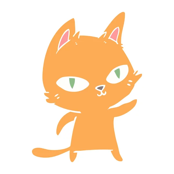 Plano Color Estilo Dibujos Animados Gato Mirando — Vector de stock