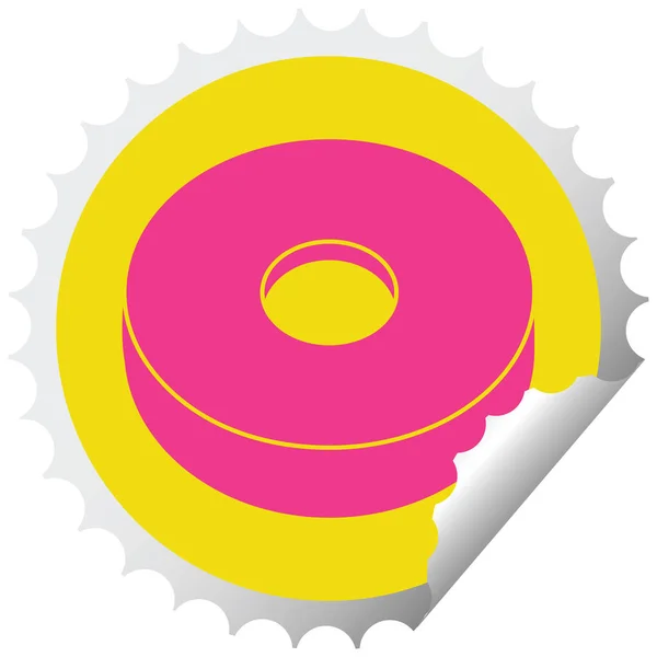 Donut Graphic Vector Circular Peeling Sticker — Stock Vector