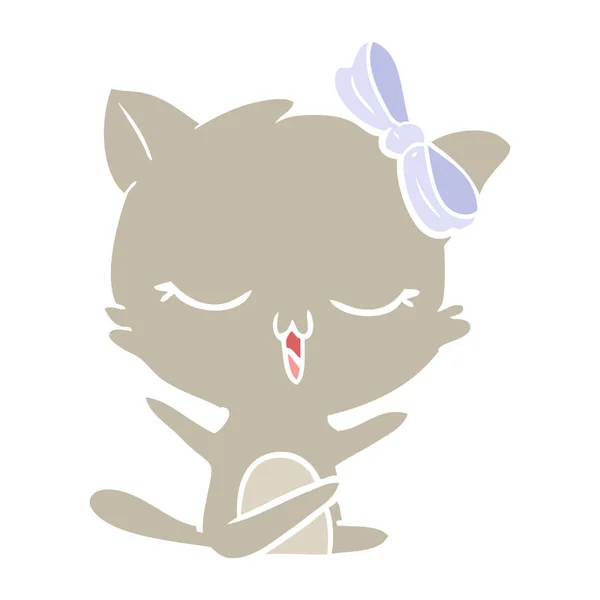 平彩风格动画片猫与弓头 — 图库矢量图片