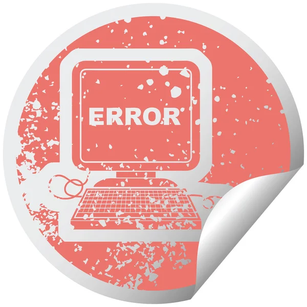 Verontruste Sticker Pictogram Illustratie Van Een Computer Fout — Stockvector