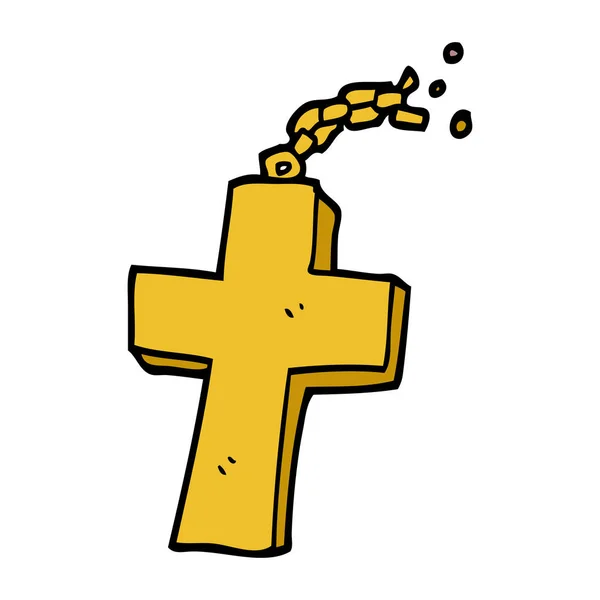 Dessin Animé Gribouillis Crucifix Sur Chaîne — Image vectorielle