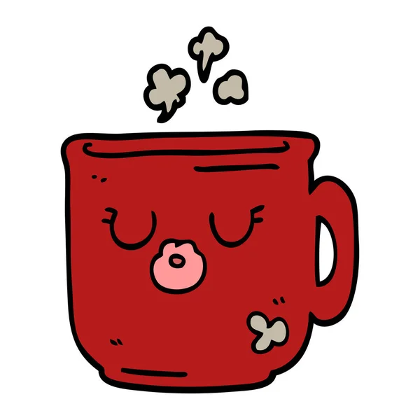 Dessin Animé Doodle Tasse Café Chaud — Image vectorielle