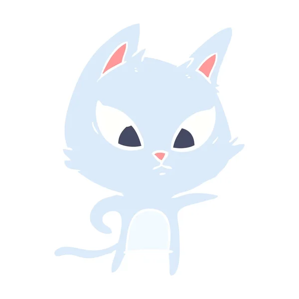 Couleur Plate Confuse Style Dessin Animé Chat — Image vectorielle