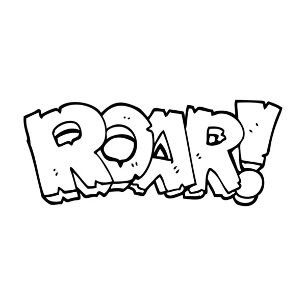Line Drawing Cartoon Roar Text — Stock Vector