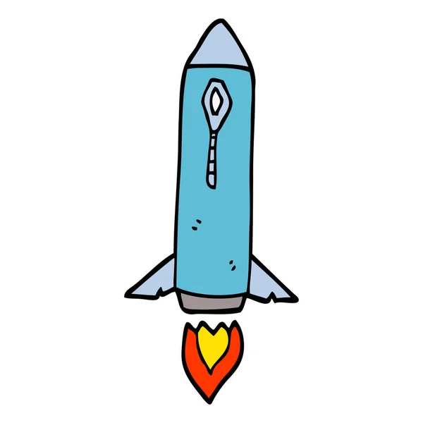 Zeichentrick Doodle Weltraumrakete — Stockvektor