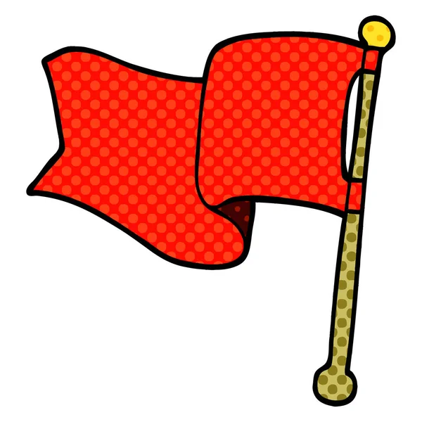 Rajzfilm Doodle Piros Zászló — Stock Vector