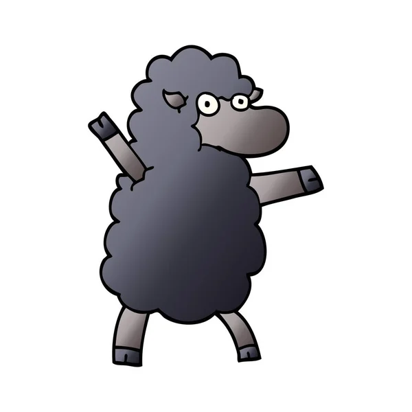 Cartoon Doodle Black Sheep — Stock Vector