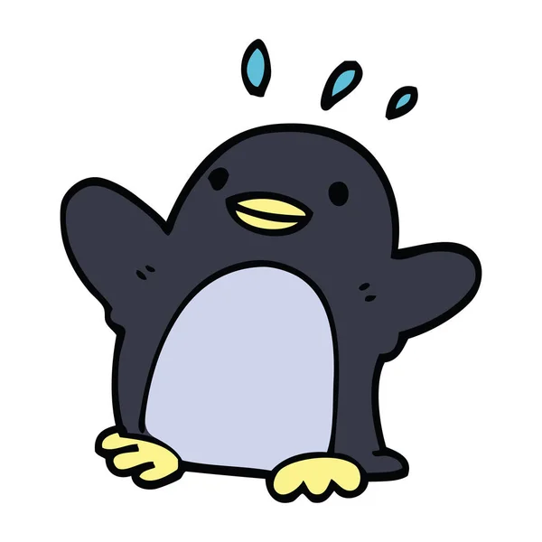 Cartoon Doodle Kerst Pinguïn — Stockvector