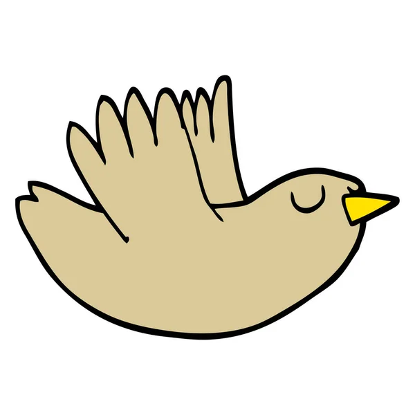 Hand Drawn Doodle Style Cartoon Flying Bird — Stock Vector